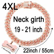 1pc Customized Luxury Rhinestone Dog Cuban Link Collar, 1.3cm Wide Hiphop Pet Necklace, Suitable For Small/Medium/Large Dogs, Pet Accessories & Gift, Can Engrave Pet Name, Phone Number, Anti-Lost Ornamental,Engraved Stylish,Fashion,Colorful,Vintage,Cute,Contracted,Cuties Custom,Unique,Customized,Personalized Pet For Anniversaries,For Birthdays,Pet Supplies,2025 Halloween Accessories,Fall Décor