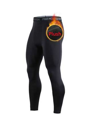 Men's Winter Thermal Fleece Running Basketball Compression Tights, High Stretch Breathable Quick Dry Pants, Keep Warm