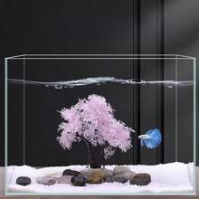 1 Set Aquarium Decor Accessories, Creative Cartoon Landscape Ornaments, Fake Pink & White Sakura Tree For Fish Tank Decoration - Multicolor - View 11