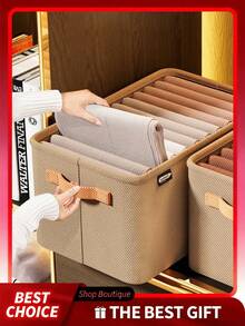 Caixa organizadora de roupas cáqui, cesto dobrável de tecido não tecido de grande capacidade para calças, pode ser usado para guardar roupas, calças, acessórios de decoração, decoração de festas, decoração de quarto, decoração de casa, decoração de quarto, calças sociais, jeans, saias, organizador, camiseta branca feminina, vestido, roupas de inverno femininas, vestidos elegantes femininos, camisa branca feminina, manga comprida, macacão branco feminino, decoração de Natal. - Caqui - Ver 12