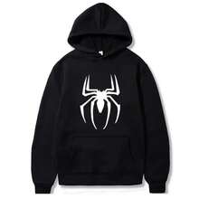 Parkour Printhoodies Spider Men SpidermanA Hoodie For Men Clothing Women Pullovers Winter Sweater Sweatshirt Jackets Black White - Black - View 1