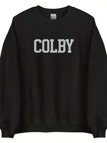 Colby College Embroideed Sweatshirt Crewneck, Vintage Sweater Sching Varsity Embroidery,Autumn/Winter Hoodie Autumn Set - 款式1 - 查看 1