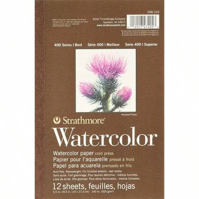298-103 400 Series Watercolor Pad 5.5"X8.5" 12 Sheets White