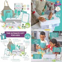 TOVLA JR Kids Real Cooking and Baking Gift Set | Montessori - Cuchillos seguros para niños, delantal, libro de cocina visual, temporizador, caja de almacenamiento y herramientas | Regalo(default) - Tipo 1 - Ver 1