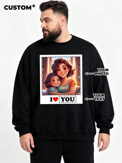 Men Plus Size A Custom Sports Sweatshirt: You Can Add Your Favorite Patterns And Fonts To The Garment To Create A Personalized For Yourself, Or Customize It As A Gift For Family And Friends. Upload An Image To Generate Your Custom Sweatshirt.You Are Already Handsome/Beautiful