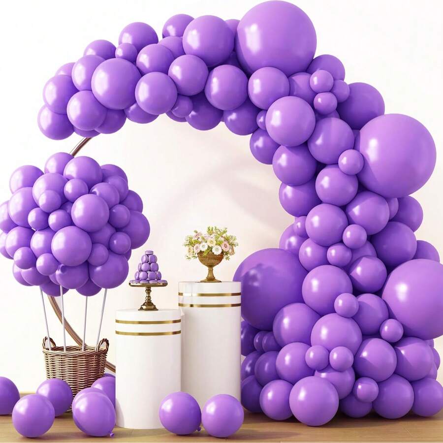 147 Pieces (1 Set) Of Light Purple Party Decoration Balloons Of Different Sizes, Balloon Garland Arch Set, Unique Exploding Star Shaped Balloons, DIY Balloon Tree, Balloon Arch, Birthday, Wedding, Valentine's Day, Holiday Party Decoration, Christmas And New Year Decoration, Wedding Balloon Bouquet, Balloon Set - Multicolor - View 1