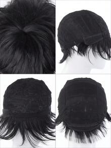 男士短款帅气假发，蓬松逼真合成假发，适合日常佩戴，男士日常角色扮演、化装舞会、动漫、圣诞节服装，男士假发，6英寸 - 彩色 - 查看 9