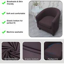 2 Pieces Club Chair Slipcover Printed Stretch Armchair Tub Round Barrel Swivel Chair Covers Withc Cushion Cover Elastic Bottom Sofa Furniture Protector For Tullsta 1 Coffee - Coffee - View 4