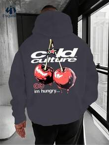 Sudadera con capucha blanca oversize para hombres con estampado de cultura cool en la espalda y patrón de vodka de cereza - Estilo holgado, tejido de poliéster, adecuado para primavera y otoño, estilo casual de calle, adecuado para fiestas y uso diario (lavable a máquina) - Diseño de declaración llamativo, tela ligeramente elástica, corte holgado, patrón de letras de moda, fácil de combinar, adecuado para capas en clima frío, resalta la "cultura cool", ropa de otoño para mujer, zapatos, sudaderas con capucha, pantalones, zapatos de hombre, sudaderas con capucha, sudaderas de hombre, camisas de manga larga de hombre, sudaderas con capucha de hombre, pantalones de chándal, sudaderas de mujer, sudaderas de otoño de mujer, pantalones de chándal de hombre, sudaderas divertidas, manga larga, sudaderas de mujer - Blanco - Ver 4