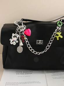 可爱卡通包包挂饰 爱心羽毛球气球小狗双钥匙扣吊坠 女士礼物 手机配件 个性化礼物 趣味礼物 - 彩色 - 查看 5