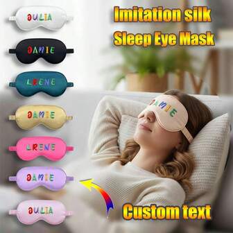 Personalized Satin Sleep Mask With Name, Bridesmaid Gift, Wedding Favor, Spa Party Eye Mask, Bachelorette Party, Custom Letter Eye Cover