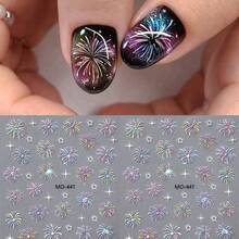 1pc Self-Adhesive Firework Nail Stickers - Glittering 3D Firework Slides, Self-Illuminating Effect (No Glue Required), Suitable For New Year's, Christmas, Parties - Temporary DIY Nail Art Decals For Hands, Nails, And Toes - Glossy Plastic Finish - 1個 - 查看 2