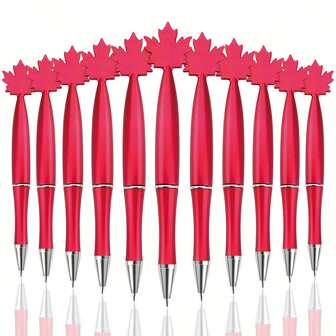 12 st Maple Leaf-kulspetspennor, svarta bläckpennor, kreativa Maple Leaf-kulspetspennor, lämpliga för evenemangspresenter, lärarbelöningar, höst, Thanksgiving, jul, förnödenheter, höstfestpresenter (röd), julklappar, höstpresenter, dekorativa skrivverktyg, kreativa pennor, hållbar struktur, ergonomiskt grepp, kontorsmaterial, fin spets, kontorsmaterialentusiaster, evenemangsplanerare