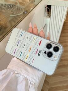 1pc Thick Transparent Anti-Drop UV Painted Pink TPU Phone Case With 2026 New Year Calendar Design, Fit For IPhone 17/17 Air/17 Pro/17 Pro Max, 16/16 Plus/16 Pro/16 Pro Max, 15/15 Plus/15 Pro/15 Pro Max, 14/14 Plus/14 Pro/14 Pro Max, 13 MINI/13/13 Pro/13 Pro Max, Galaxy