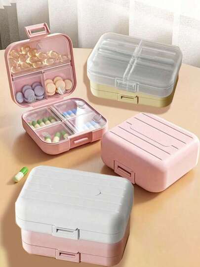 1个，7格便携式旅行迷你药盒 - 旅行药品收纳盒套装 - 口袋式日常药盒 - 旅行药品收纳盒，适用于存放鱼油维生素补充剂，也适合存放药品、戒指和其他小物件，圣诞节