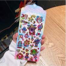 3D süße Aufkleber, wiederverwendbare Cartoon Szenen Aufkleber mit Zauberstab und Edelsteinen, Spaß DIY Tagebuch Sammelalbum Notizbuch und Handyhülle Aufkleber, Erwachsenen Prägung Stil