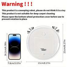 【三合一扫地机器人】集扫地和拖地功能于一体 | USB充电，适用于宠物毛发、硬地板和日常清洁