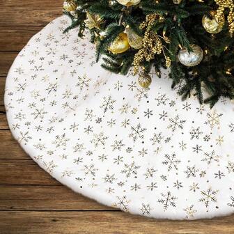 1pc Christmas Tree Skirt 35.4 Inches/47.2 Inches White Plush Soft Thick Gold Silver Snowflake Decoration Christmas Decoration Christmas Tree Skirt Circumference, Christmas Decoration Supplies, Home Decoration, Party Decoration Supplies Christmas Decorations Home Christmas Gifts Christmas Decor