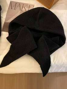 1 Stück Damen Einfarbig Gestrickter Schal & Mütze Set, Neue Mode Sturmhaube, Lässiger vielseitiger gestrickter Halswärmer Schal, Herbst/Winter Kältebeständige Warme Beanie, Geeignet für den täglichen Gebrauch