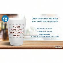 DCustom Frosted Plastic Stadium Cups 10 Pack Promotional Text Logo 16 Oz. Shatterproof Flexible Reusable Party Cups Natural - 客製天然 - 查看 4