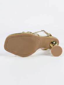 Women's Fashionable Gold Criss-Cross Strap Open Toe Ankle Strap High Heel Sandals, Sexy For Party, Formal Occasions, Outdoor, Stiletto Heel - Gold - View 9