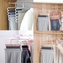 1pc/3pcs/5pcs Household Multi-Layer Pants Rack, Five Layer Anti Slip Storage Pants Rack, Multifunctional Seamless Clothes Hanger, Scarf, Tie, Drying Rack, Room Decoration, Home Decoration, Bedroom Decoration, Storage, Creative, Multi-Functional Bold Five Layer Pants Rack, Drying Rack, Anti Slip Drop Pants Storage Rack