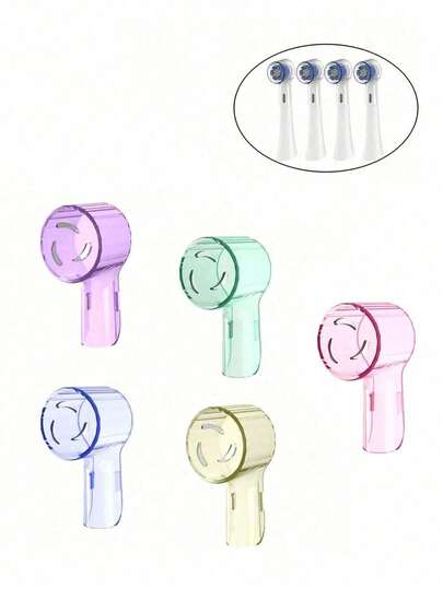 4个牙刷头保护套，防尘盖，兼容Oral IO Gentle Care系列3、4、5、6、7、7G、8、9电动牙刷替换刷头，方便旅行和居家/宿舍使用。