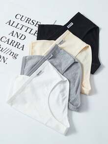 5入組女士糖果色純色三角褲