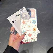 CLEAR  CASE Cute Flowers Illustration With Hearts And Text.Compatible With  11 To  17 Models The Cases Lens Protection Function Ensures The Camera Remains Undamaged During Shooting  Guaranteeing Image Quality - 無色 - 查看 5
