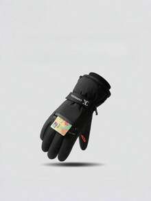 Găng tay đạp xe thể thao ngoài trời dành cho người lớn, Găng tay lái xe chống gió màu đen ấm áp, Găng tay thể thao ngón tay đầy đủ bền chống trượt thích hợp cho đạp xe/đi bộ đường dài ngoài trời mùa đông, Găng tay màu đen dành cho người lớn - Găng tay trượt tuyết cách nhiệt - Xem 4