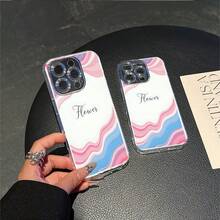 CLEAR  CASE Abstract Wavy Stripes With The Word FlowerCompatible With  11 To  17 Models The Cases Lens Protection Function Ensures The Camera Remains Undamaged During Shooting  Guaranteeing Image Quality - Clear - View 6
