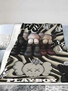 Kawss Kawaii Kaw Blanket  Cartoon Printed Flannel Blanket - Ultra Soft Anime Themed Gift For Birthday & Christmas Celebrations Boy And Girl - Black - View 4