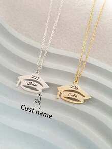 Customized Graduation Necklace, Personalized Graduation Name Necklace, Graduation Cap Necklace, Graduation Gift For Her, 2025 Graduation Accessory Gift, Fashionable, Colorful, Retro, Simple, Unisex, Casual, Cute Personalized Unique, Ideal Gift For Him, Ideal Gift For Her, Her, Anniversary, Birthday, Graduation Ceremony, Prom, Party Gift For Girls