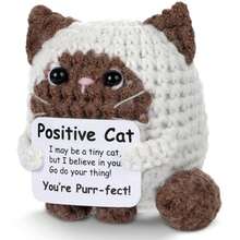 Positive Energy Crochet Cat, Emotional Inspiration, Birthday Gift For Friends, Handmade Crocheted Cat, Gift For Female Colleagues, Friends, Students, Birthday, Christmas, Small Gift Support - Multicolor - View 4