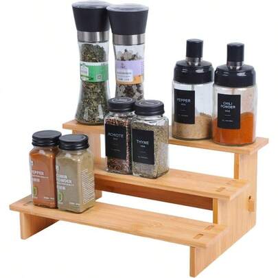3 Tiered Spice Rack Organizer Cabinet, Spice Organization Cabinet, Seasoning Organizer, Spice Shelf And Spice Organizer Cabinet, Pantry Organizers And Storage 1 Pack, Small