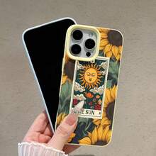 Funda para teléfono con diseño de girasol y carta del tarot. Luce un diseño de sol brillante y vibrante, ideal para teléfonos ,  17,  16 Pro Max,  15 Pro Max,  13 y  12. Fabricada con TPU resistente, ofrece protección contra golpes y caídas. Perfecta para amantes de la naturaleza, amigos, regalos de otoño, personas con inquietudes espirituales y para celebrar Halloween. - Amarillo - Ver 4
