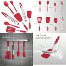 ALLWIN-HOUSEWARE W Juego de espátulas de silicona, pinzas de cocina, resistente calor hasta 500 grados F, antideslizante, sin , apto para lavaplatos, negro(Z-Rojo) - Tipo 1 - Ver 1