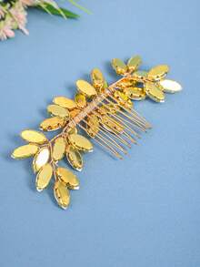 1件优雅水晶女士发梳，水钻发饰，浪漫新娘婚礼头饰，公主派对装饰情人节配饰 - 金色 - 查看 5