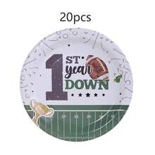 10pcs/20pcs/40pcs/50pcs, Football 1st Birthday Party Tableware Set 1st Year Down 7inch And 9inch Paper Plates,It's Game Time First YearDown Disposable Dinner Plates For Kids Boys Birthday Party Football Theme Supplies - Multicolor - View 13