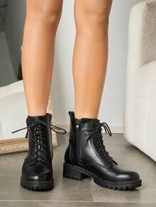 Versatile Suede Ankle Boots For Women, Chunky Heel High Heels Suitable For Commuting, Party, Date, Autumn/Winter - Black - View 4