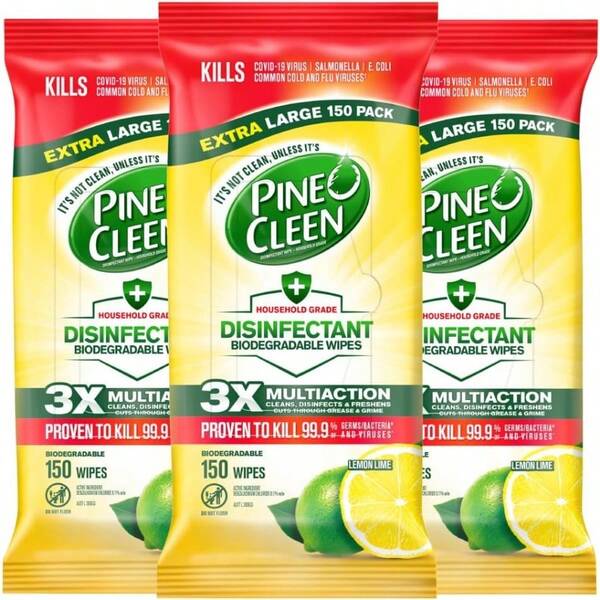 Pine O Cleen  Wipes Lemon Lime 450 Pack 3 X 150