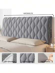 1 Velvet Thickened Headboard Cover For Full Queen California King Bed, Quilted Headboard Cover Soft Dust Protective Cover For Bedroom Decoration, Washable, Long Protective Cover With Cushion, Fits King Size Bed, Elastic Filling, Elegant Double Bed, Single Bed, Suitable For Wooden Bed, Couples.
