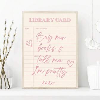 1Pc Quotes Wall Arts Posters Library Cards, Simple And Emotionally Touching Decorative Paintings. Suitable For Bedroom, Living Room, Study, Office And School Wall Decoration Art. Print Picture Posters, Canvas Paintings, Wall Hangings.(No Frame/Framed)