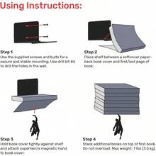 Artori Design Supershelf Black Metal Superhero Floating Bookshelf Concealed Hidden Shelf Unique Shelves Gifts For Geeks And Book Lovers Cool Stacker Stopper