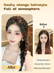 Hook And Loop Braids Headband With Magnetic Absorption Brown Black Twists Braid Natural Fake Hair Hoop New Hair Accessories Size Braids Headband Headwear Hairpiece For Women Daily Wear 1pc - Multicolor - View 4