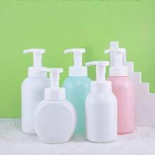 Dispensador de jabón de mano espumoso de plástico, dispensador de jabón en barra lindo, botellas recargables con bomba para el baño, champú, gel de ducha de 300ML, color blanco - Blanco - Ver 6