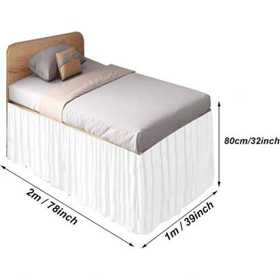 Dorm Bed Skirt, Ruffled College Dorm Long Sized Bed Skirt Twin - XL, Dorm Room Essentials, Not Sheer, Lofted Dorm Bed Hides Underneath Of Bed White, Twin - XL32 Drop