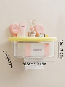 1个壁挂式吸盘纸巾盒，防水浴室卫生纸架带盖，无需钻孔 - 彩色 - 查看 6