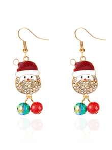 2pcs Women's Jewelry Set, New Rhinestone Christmas Pendant Earrings, Fashionable Versatile High-End Crystal Holiday Gift Earrings