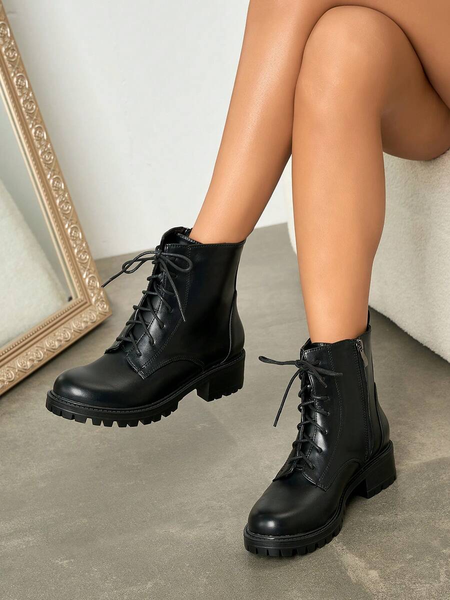 Sepatu bot ankle suede serbaguna untuk wanita, hak tinggi tebal cocok untuk bepergian, pesta, kencan, musim gugur/musim dingin.